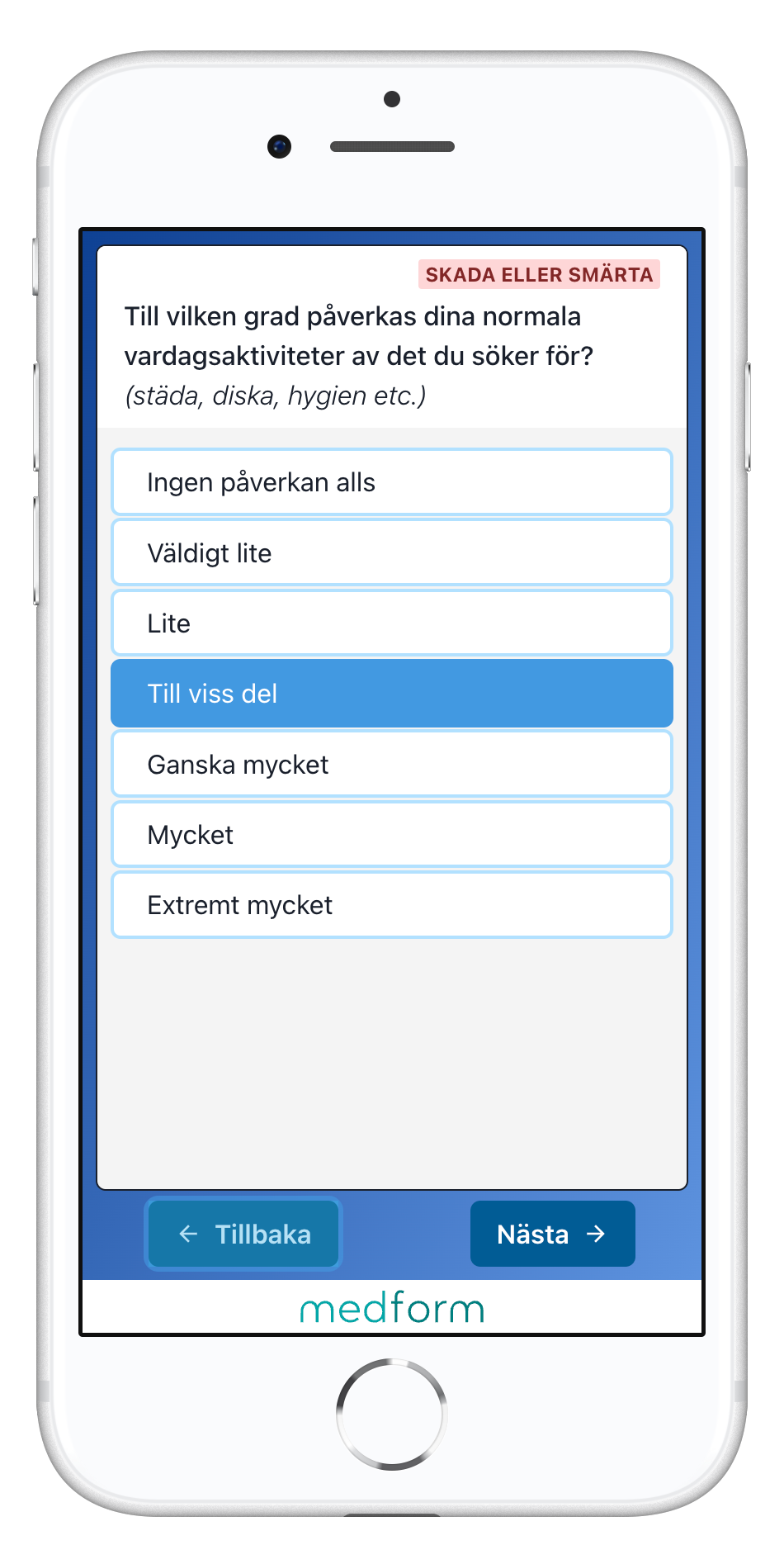 Mobilvy av Medform-formulär